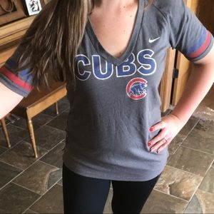 Chicago Cubs V-neck tee.